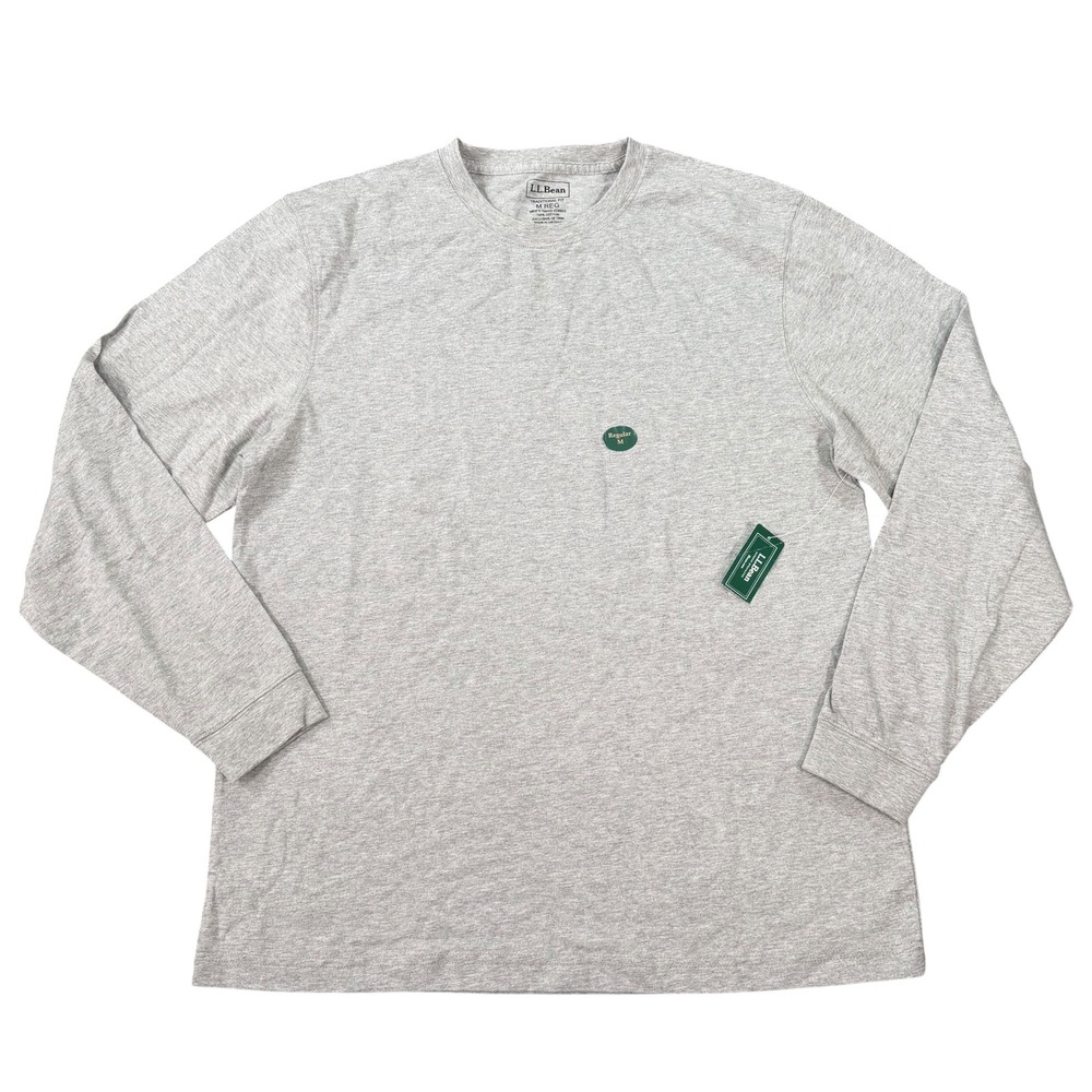 LL Bean Mens Traditional Fit Gray Long Sleeve Unshrinkable T-Shirt Size M